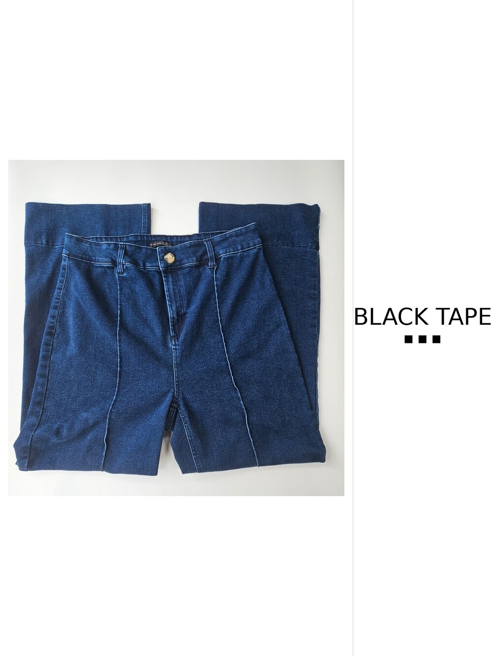 Black Tape Womenâs High Rise Wide Leg Jeans Dark Wash Size 18